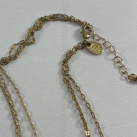 Charming Charlie Gold Tone Necklace Multichain Teardrop Delicate Crystal Pendant - Picture 7 of 8